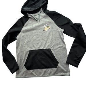 NIKE Therma-Fit Hoodie Hooded Pullover Sweatshirt Black Gray PURDUE Boilers